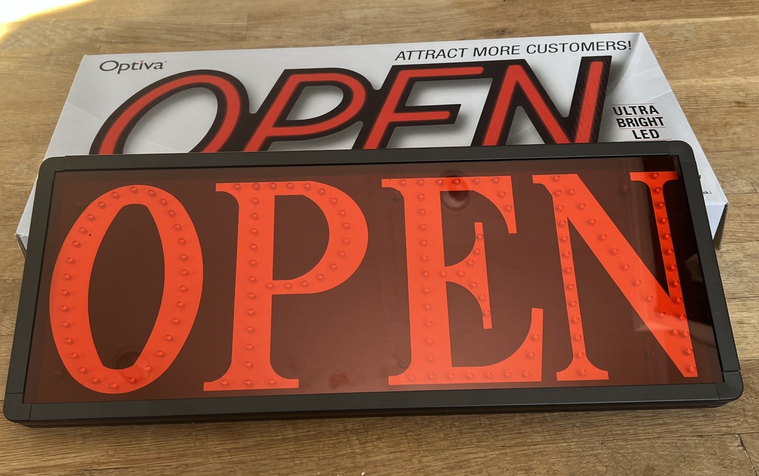 Optiva 19.5&Prime; Ultra Bright LED OPEN Sign (Does not contain remote Control