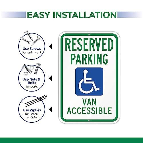 Olanzu 6 Pack Handicap Van Accessible Sign 12 X 17- Aluminum – Engineer Grade
