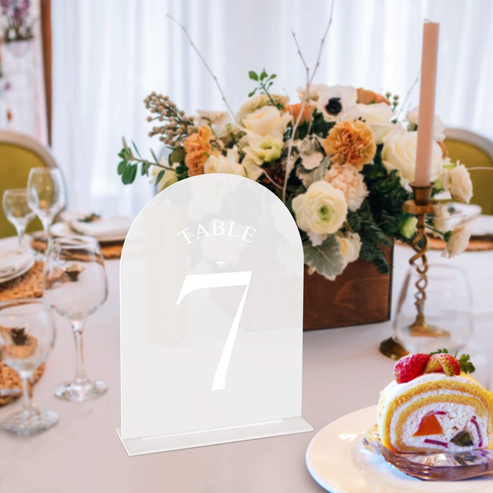10 PCS Frosted Arch Wedding Table Numbers 110 Stands 5×7 Inch Acrylic Sign