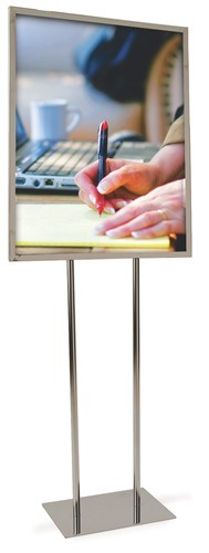 28&Prime; x 22&Prime; Twin Stem Bulletin Poster Sign Holder Floor Stand | CHROME