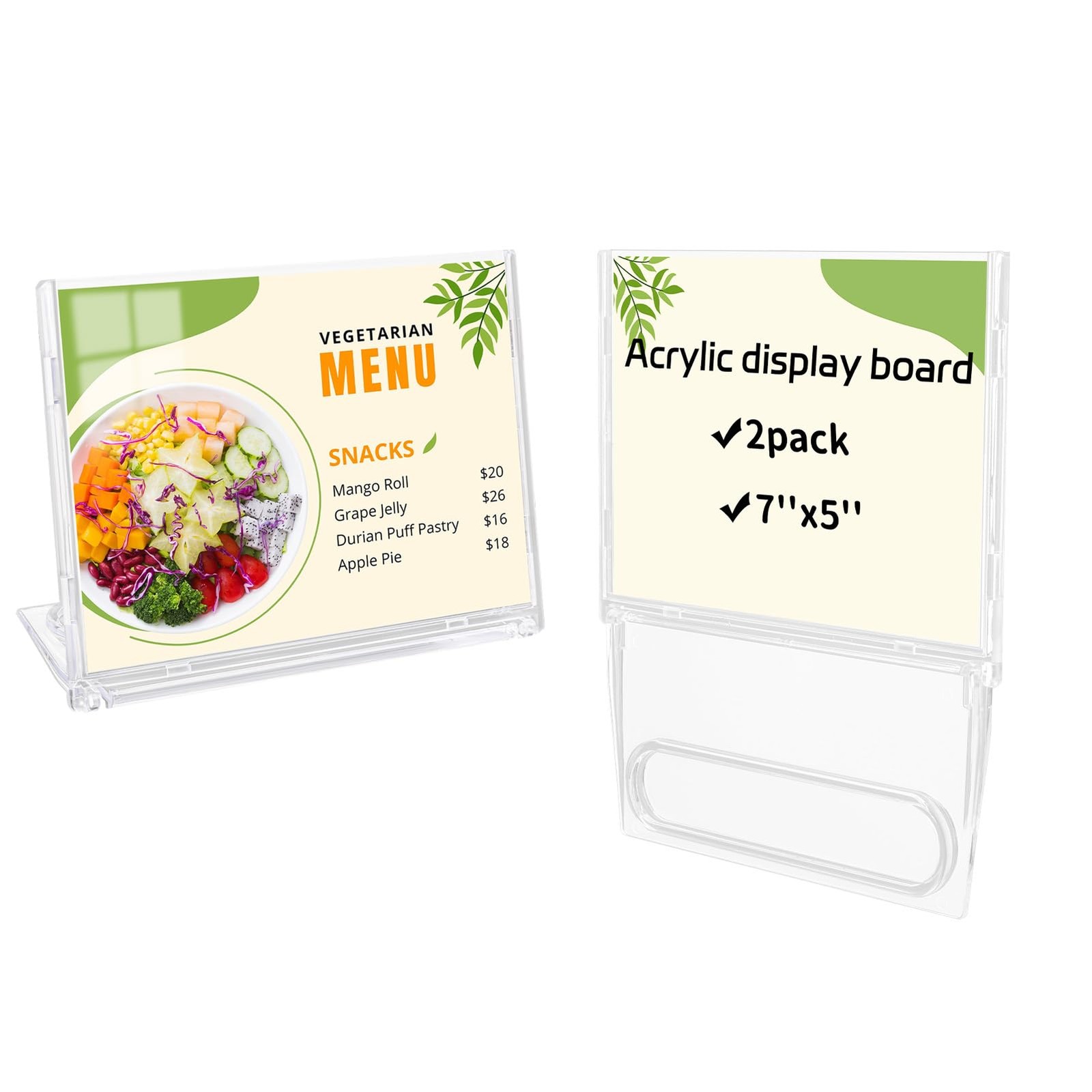 2 Pack 5×7 Inch Sign Holder Horizontal Double-Sided Usage with Swivel Base fo…