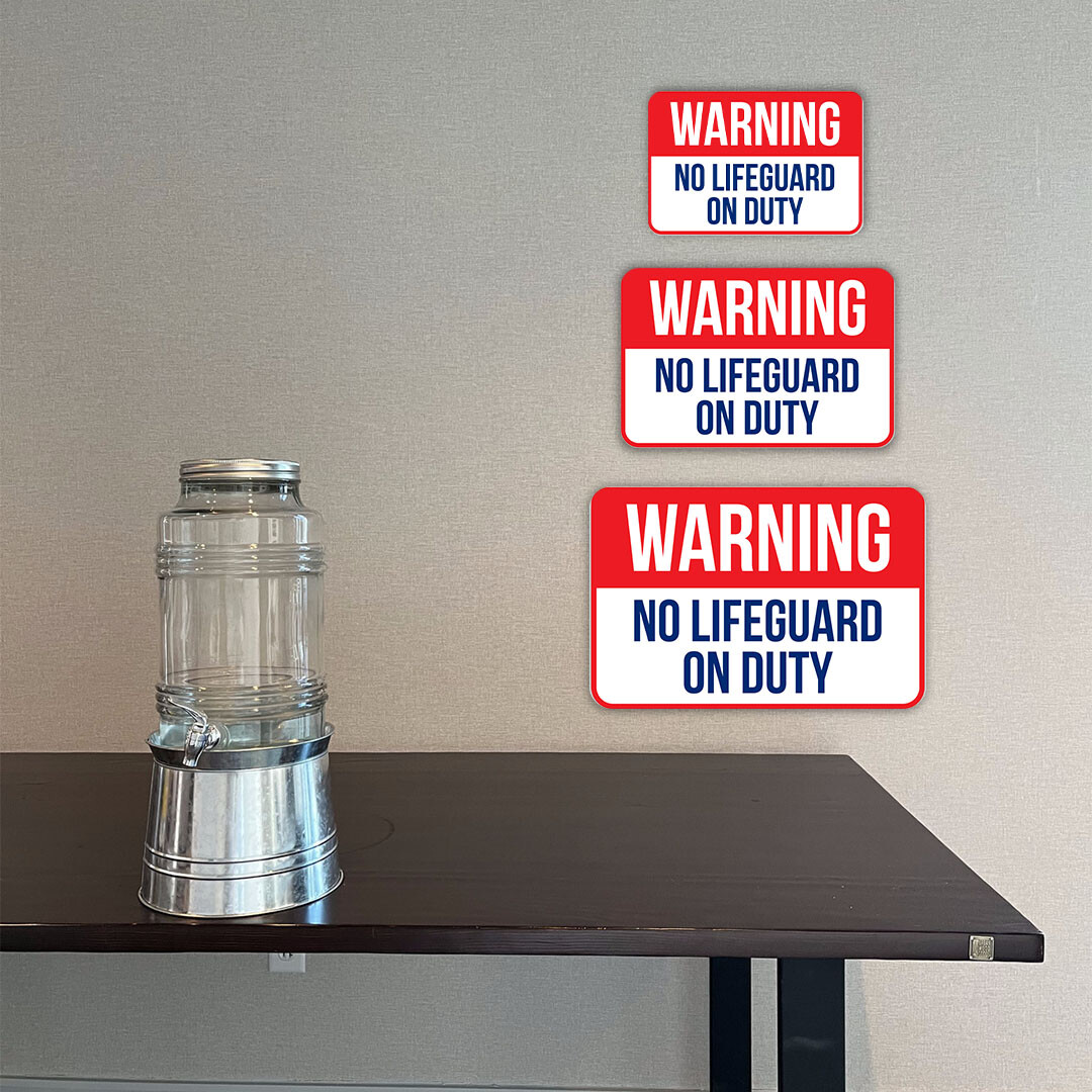 Classic Framed Plus Warning No Lifeguard On Duty Wall or Door Sign