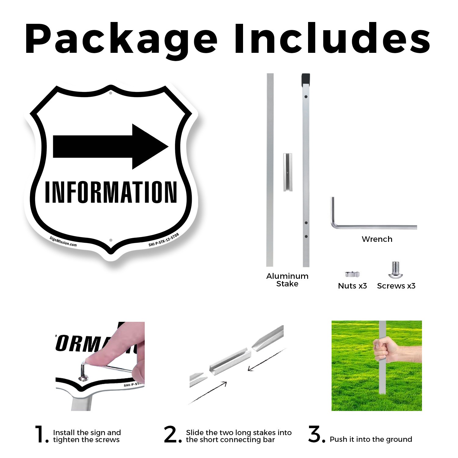 Information Right Shield Shaped Sign With Stake Crafted in the USA
