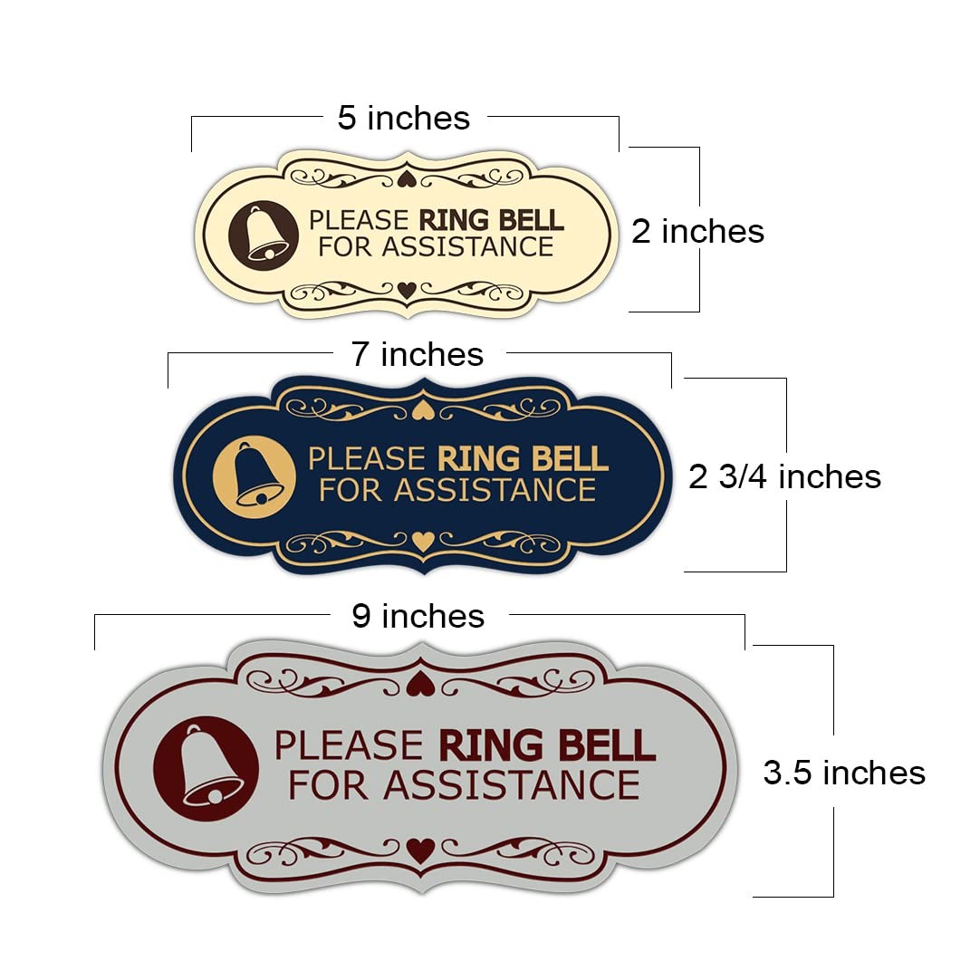 Designer Please Ring Bell for Assistance (Classic Bell) Wall or Door Sign