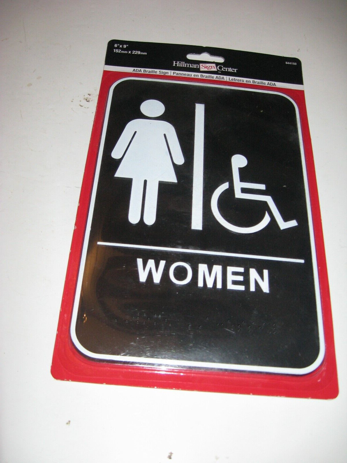 2 Signs Women/Men Handicapped Restroom Sign with Braille 6&Prime; X 9&Prime; Hillman NEW
