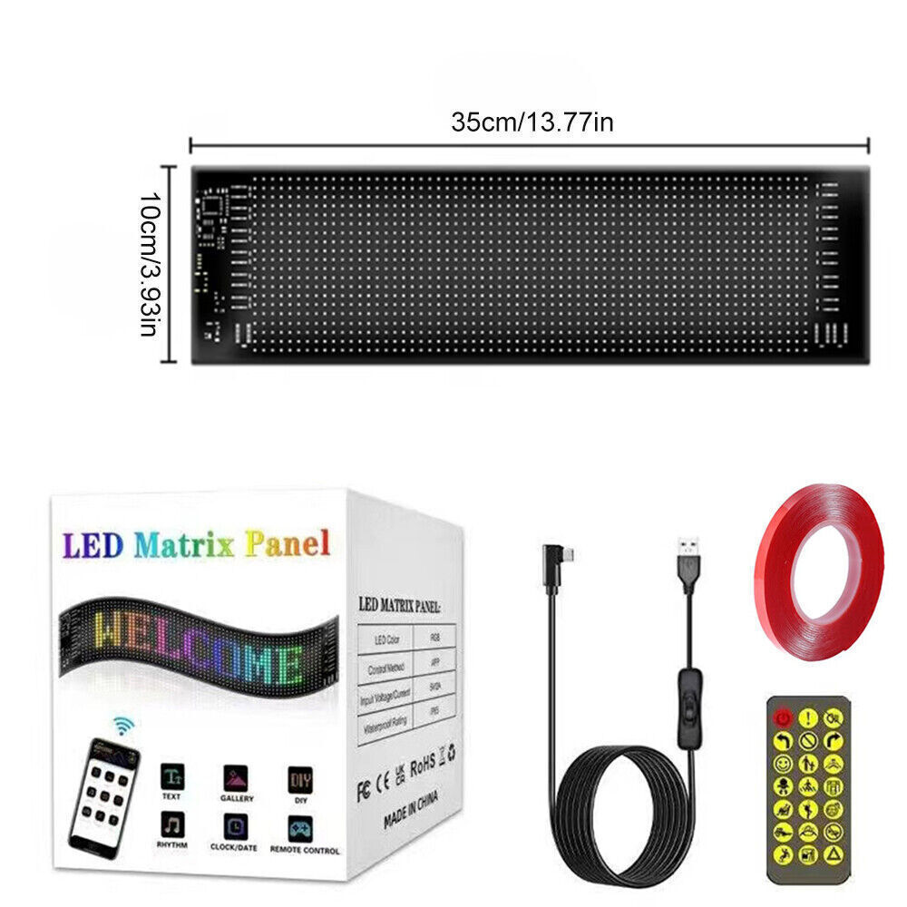 LED RGB Car Eye Sign Animation Matrix USB Panel DIY Programmable Bluetooth LED