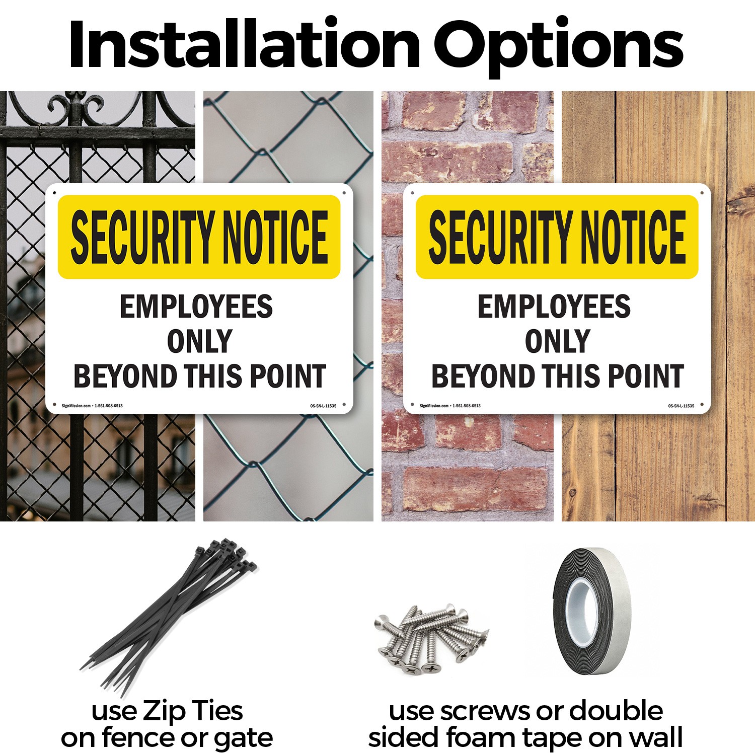 Employees Only Beyond This Point OSHA Security Notice Sign, Decal 5 or 10 Pack