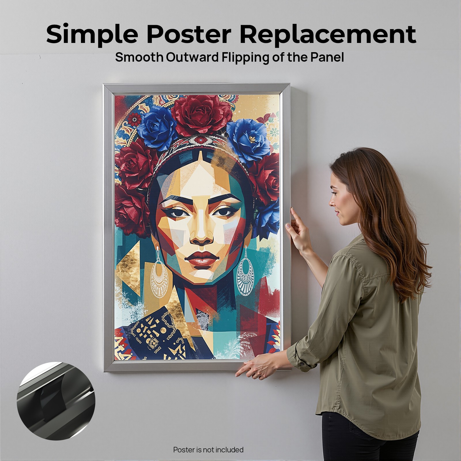 24&Prime;x36&Prime; LED Light Box Home Theater Movie Poster Frame Light Box Sign Silver 20W