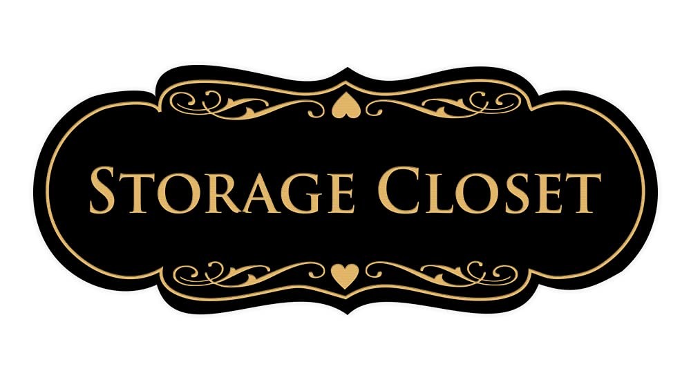 Designer Storage Closet Sign (Black/Gold) – Small 1 Pack