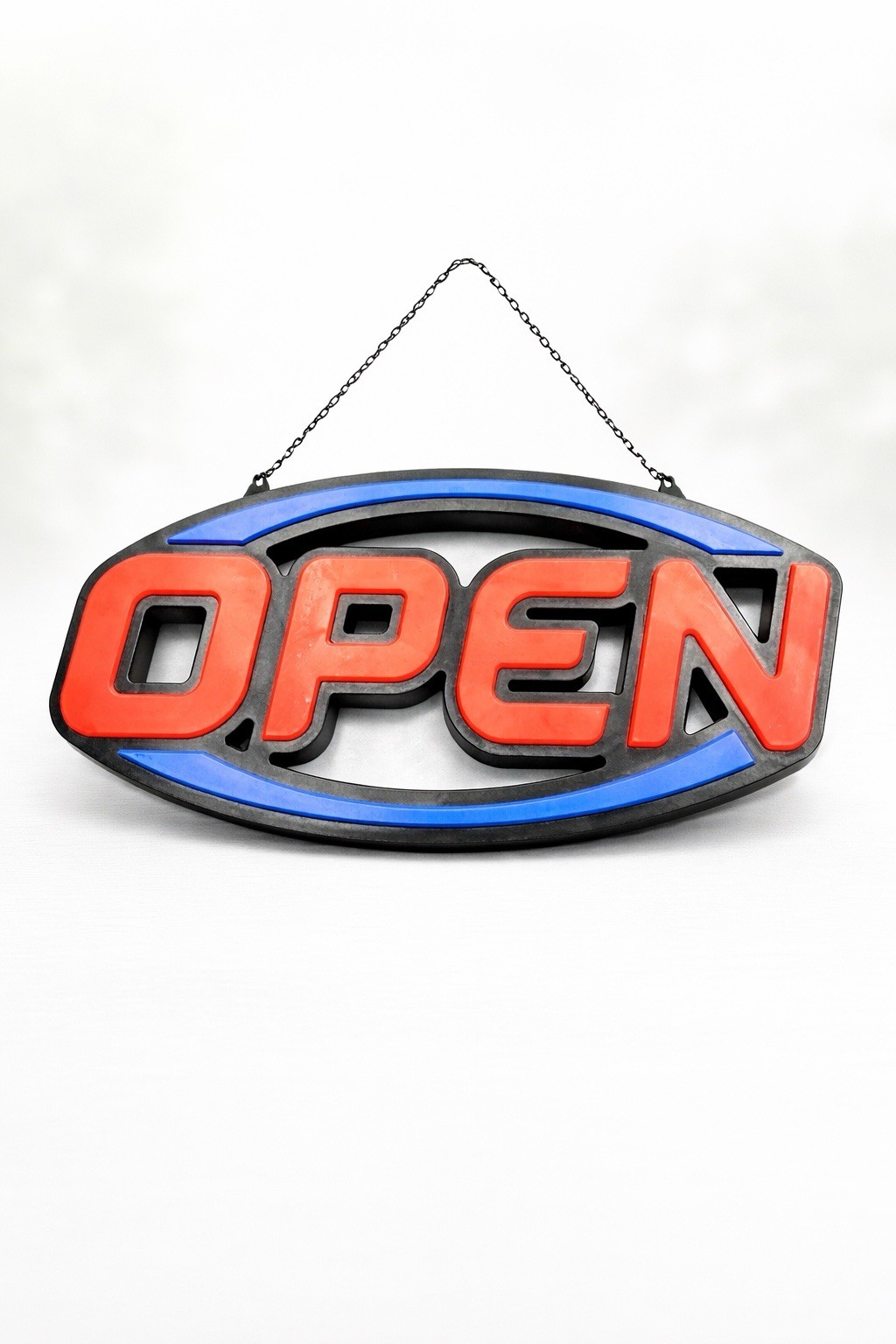 LED Illuminated Red Blue Black &lsquo;OPEN&rsquo; Hanging Business Illuminated Sign