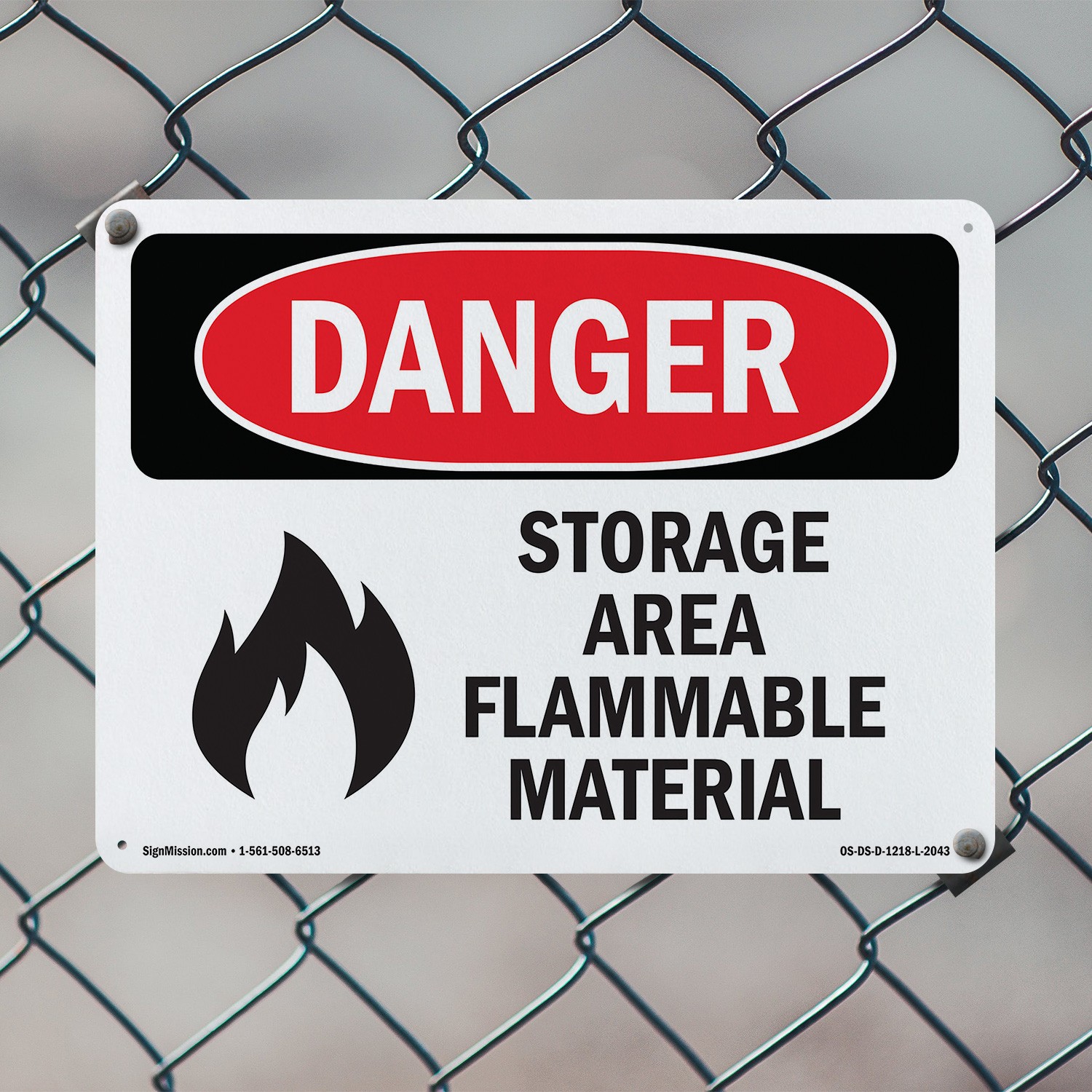 Storage Area Flammable Material OSHA Danger Sign Metal,, Decal 5 or 10 Pack