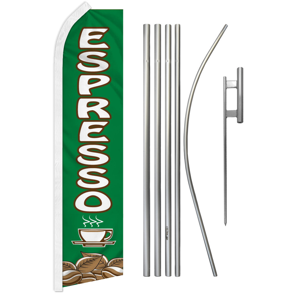 Espresso Swooper Flutter Feather Advertising Flag Kit Concessions Drinks Here