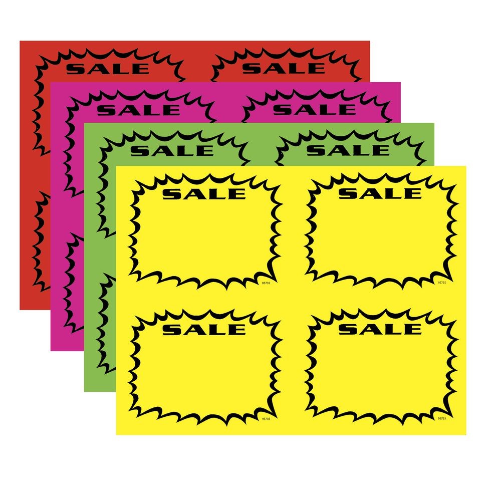 Sale Sign Card Hi-Impact Rectangular Fluorescent Laser Cards – 5 1/2&Prime;L x 4 1/4&Prime;H