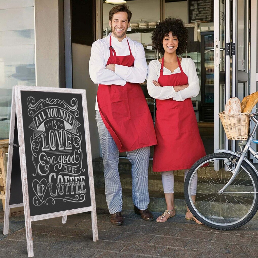 Large Wooden A-Frame Chalkboard Menu Sign Black Board Sidewalk Wedding Signage