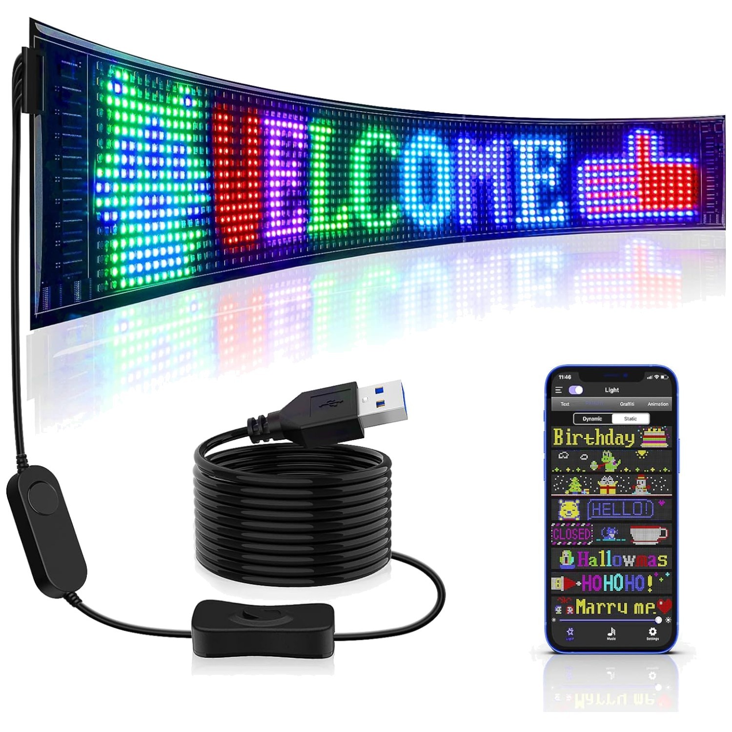 Flexible Bluetooth LED Sign for Store Bar Hotel 27 »x5 »