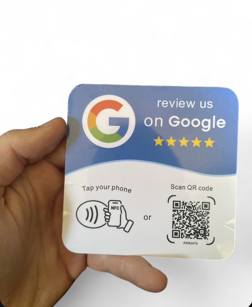 Custom Google Review Tap Card NFC QR Code Tap To Review Small Business Sign SEO