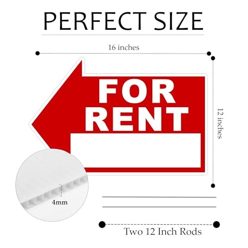 Large Huge For Rent Yard Arrows Yard Sign Double Sided With Stake Large 16 In…