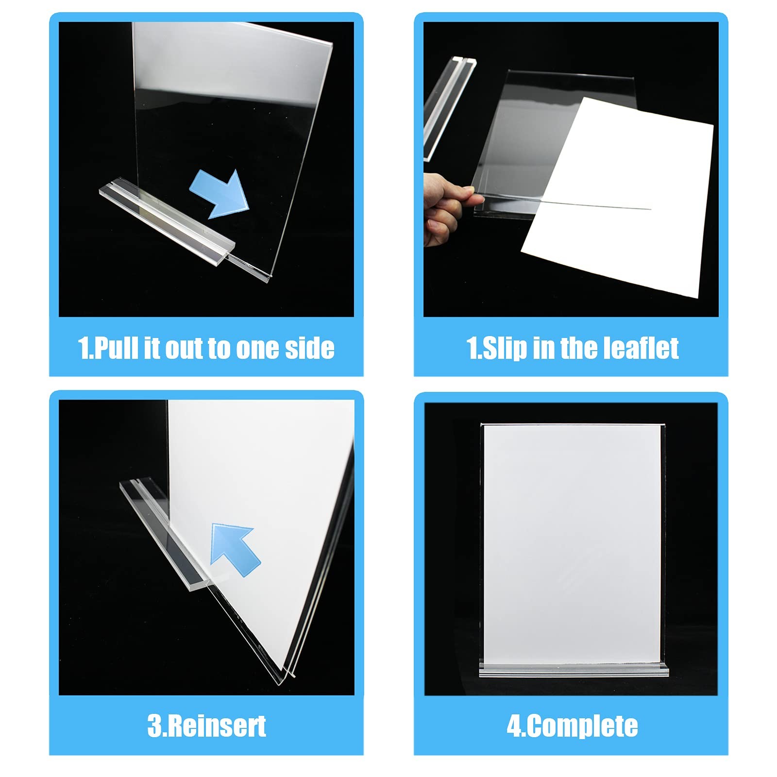 Acrylic Sign Holder, 8.5 x 11 inches Clear Table Menu Display 10 pcs, clear
