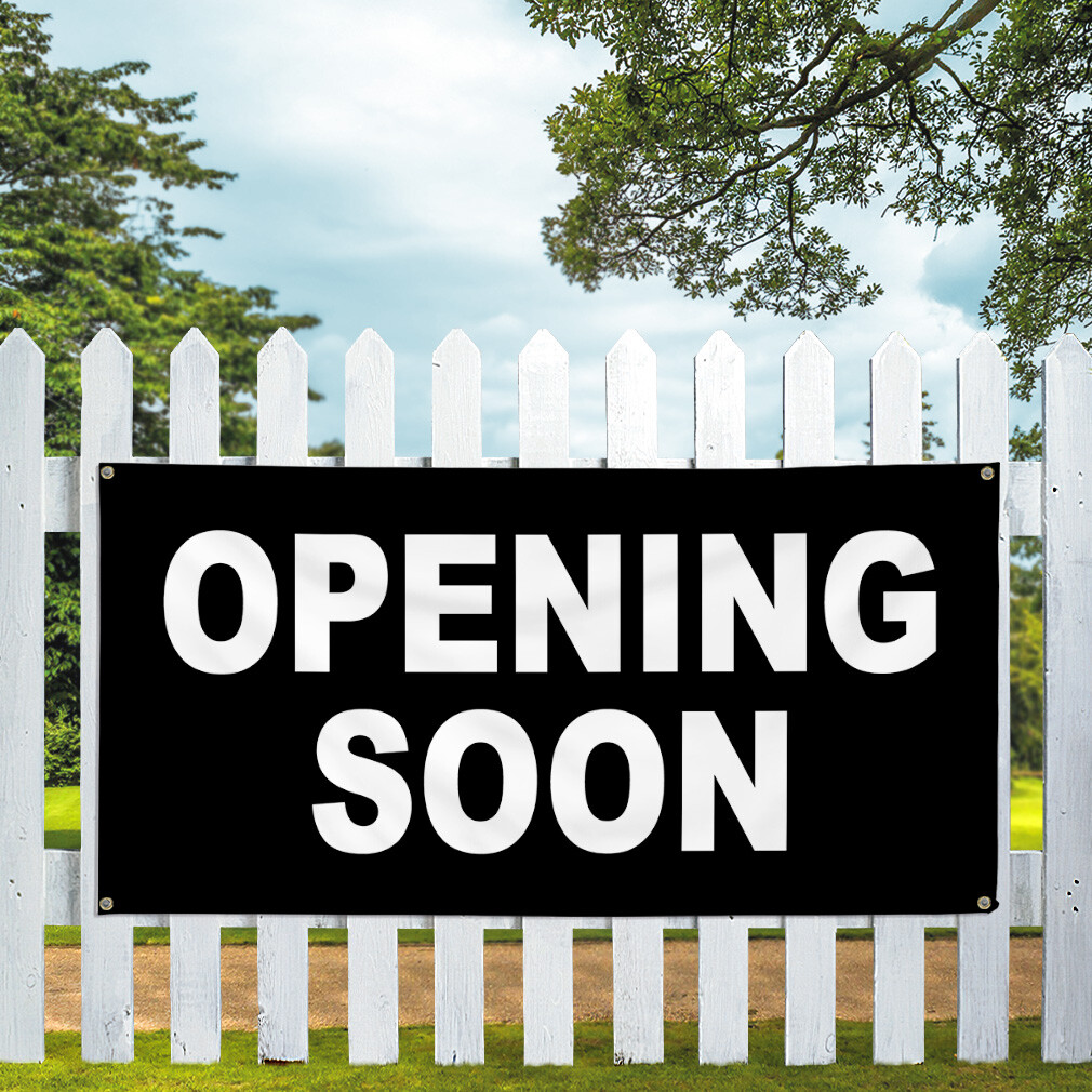Vinyl Banner Multiple Sizes Opening Soon Style 2 Business Outdoor
