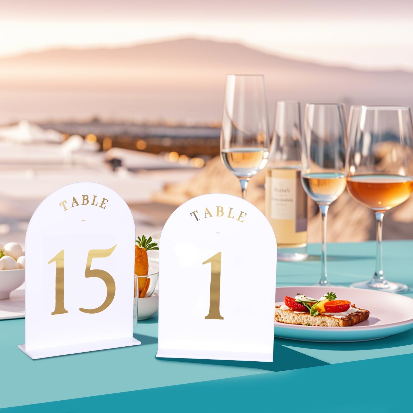White Acrylic Wedding Table Number 110 DoubleSided Gold Foil 5×7 Inch