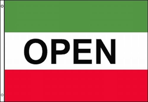 OPEN Red White Green Advertising Flag 3×5 ft Sign Italian Mexican Restaurant