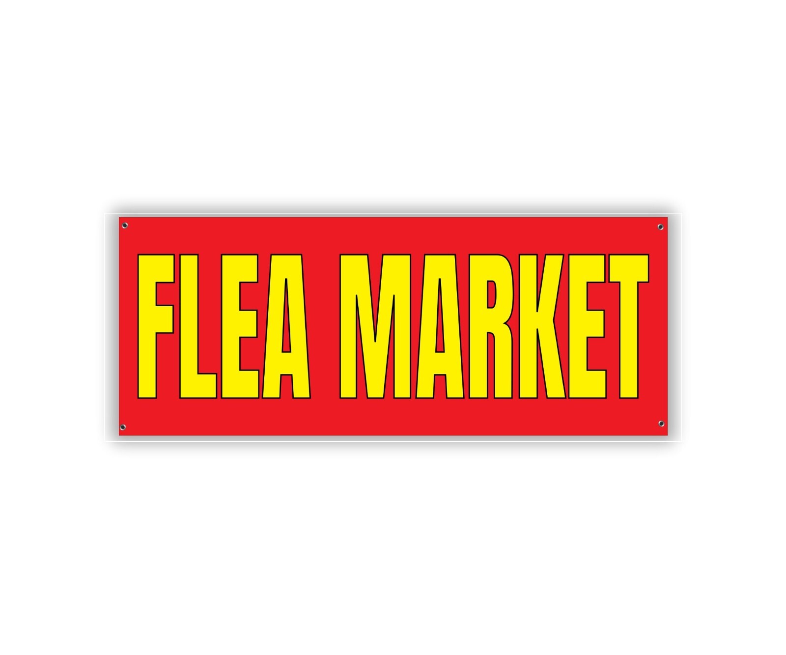 Flea Market Banner 48×20 Inches, Large Red and Yellow Advertising Sign, Durable