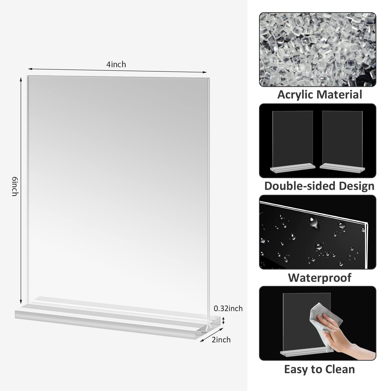 Douildhaiy 4 Pack 4 x 6 Acrylic Double Side Sign Holder ,T Shape Clear