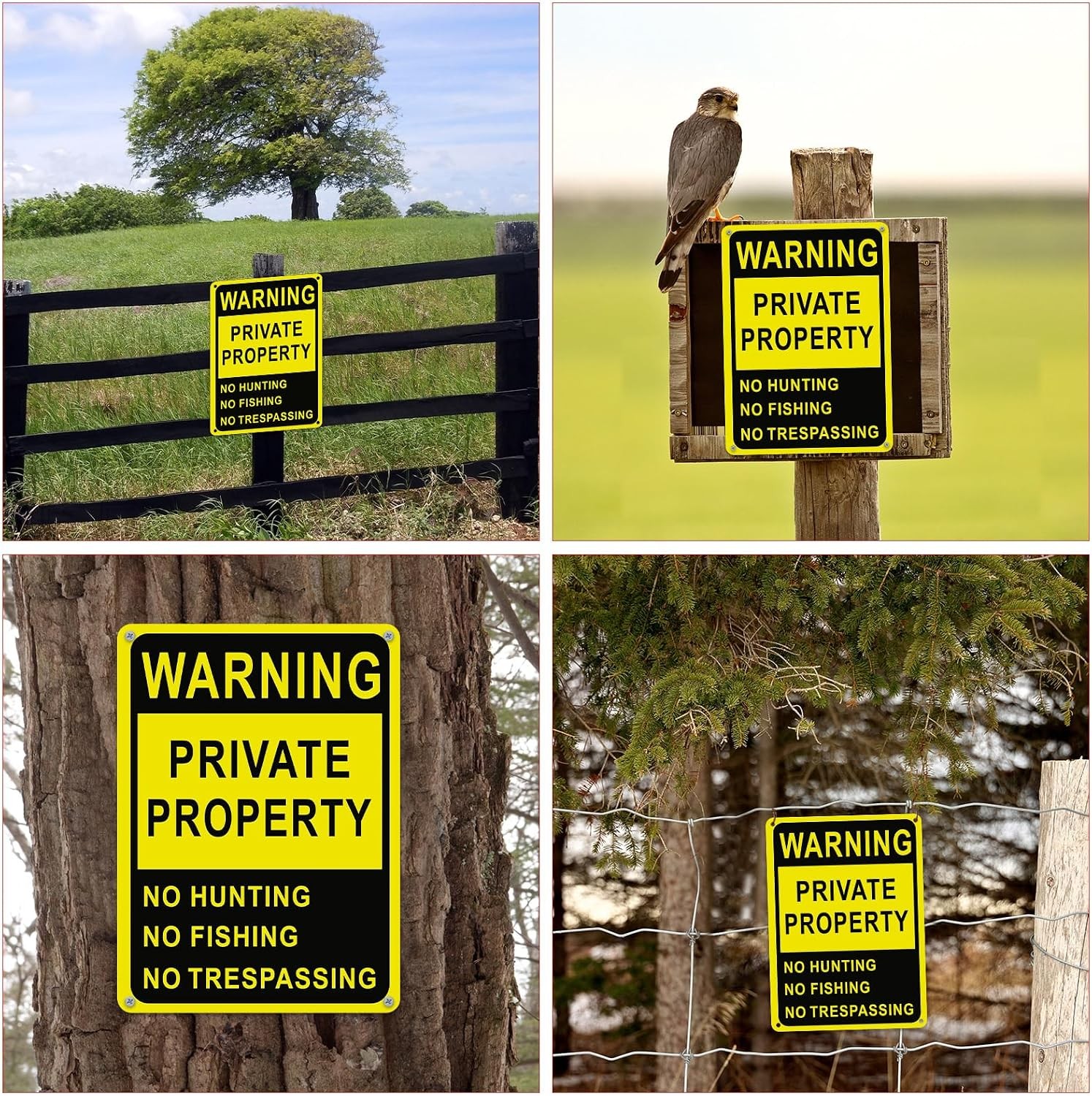 4 Pcs Posted No Trespassing Signs Private Property 10 X 7 Inch No Hunting Signs