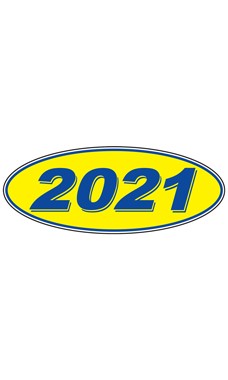 SSWBasics Oval Windshield Year Stickers Blue/Yellow 2021 Pack of 12