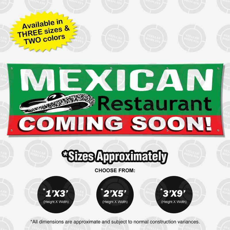 MEXICAN Restaurant Coming Soon Banner Vinyl Display Sign Poster Comida Mexicana