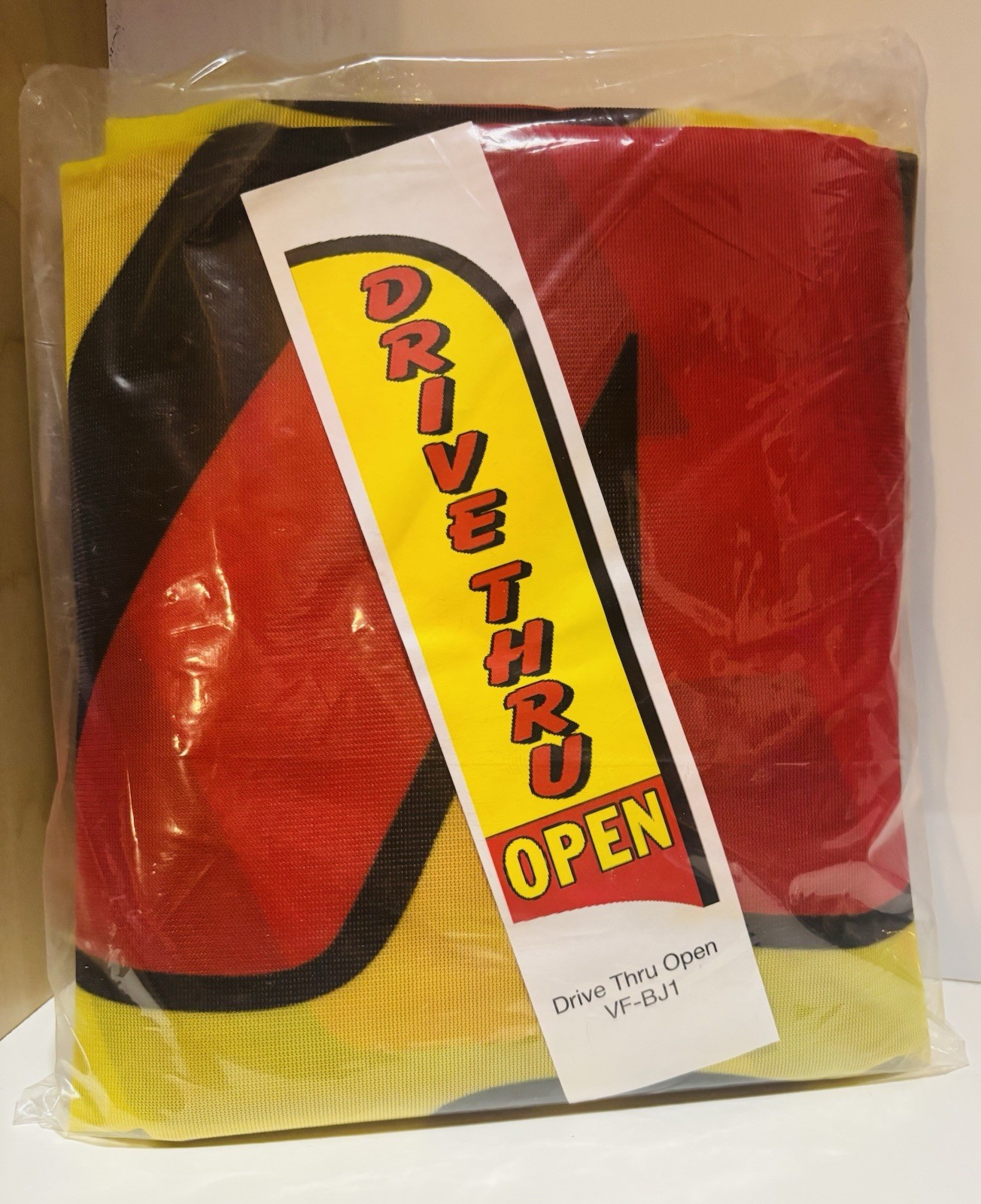 Drive Thru Open Feather Banner VF-BJ1 Yellow Red Black Promotional Flag