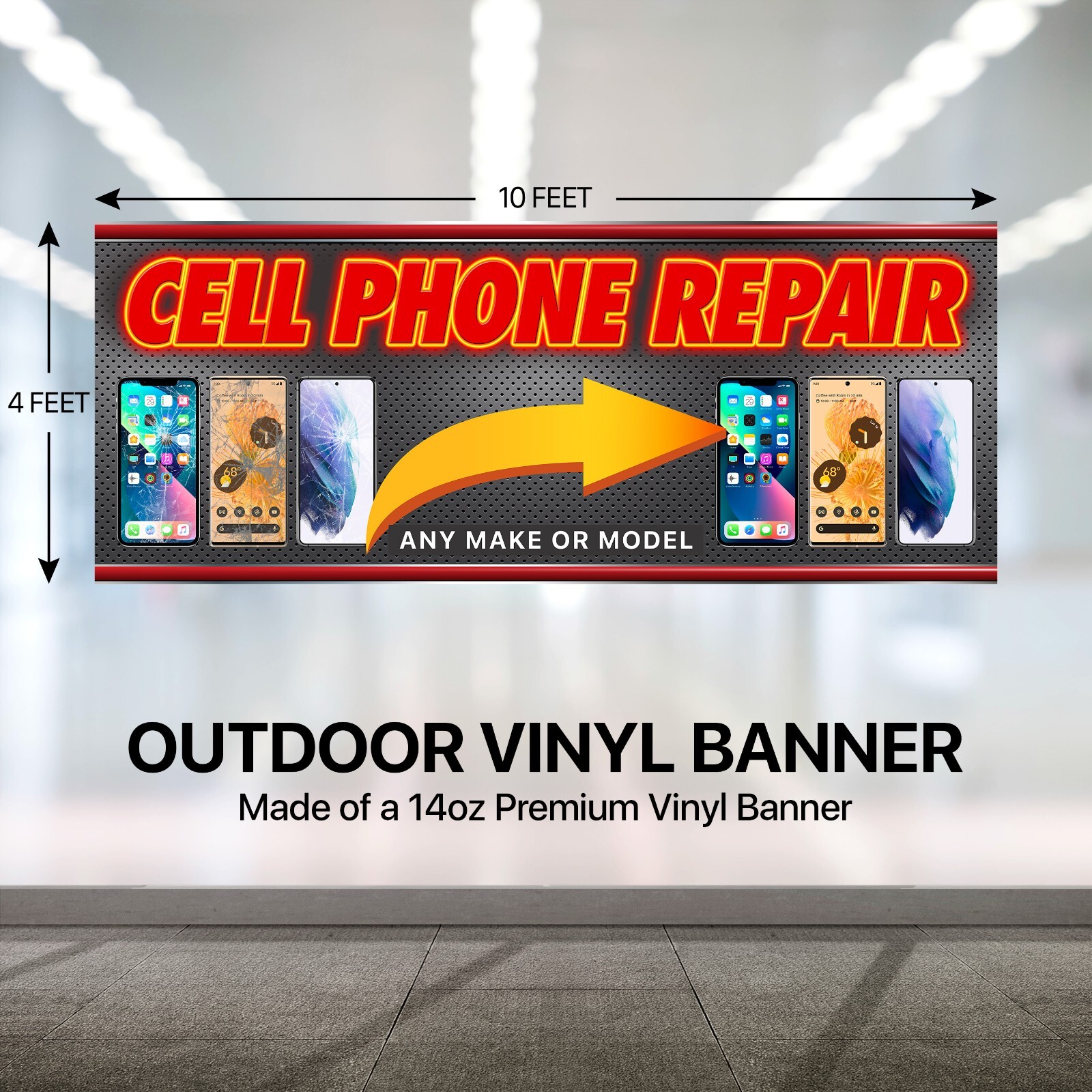 CELL PHONE REPAIR Banner Sign iphone samsung galaxy iOS Android neon alternative