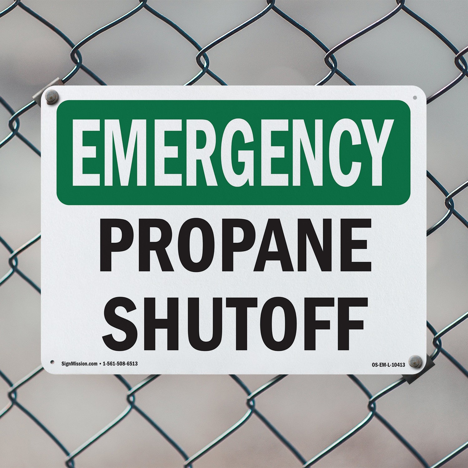 Propane Shutoff OSHA Emergency Sign Metal, Plastic, Or Decal – 5 or 10 Pack
