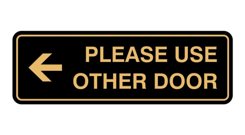 Please Use Other Door Sign Left Arrow Wall Door Adhesive Black Gold 1 PCS