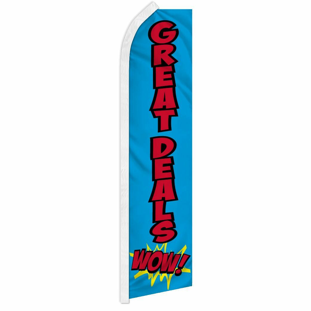 « GREAT DEALS WOW! » advertising super flag swooper banner business sign sale