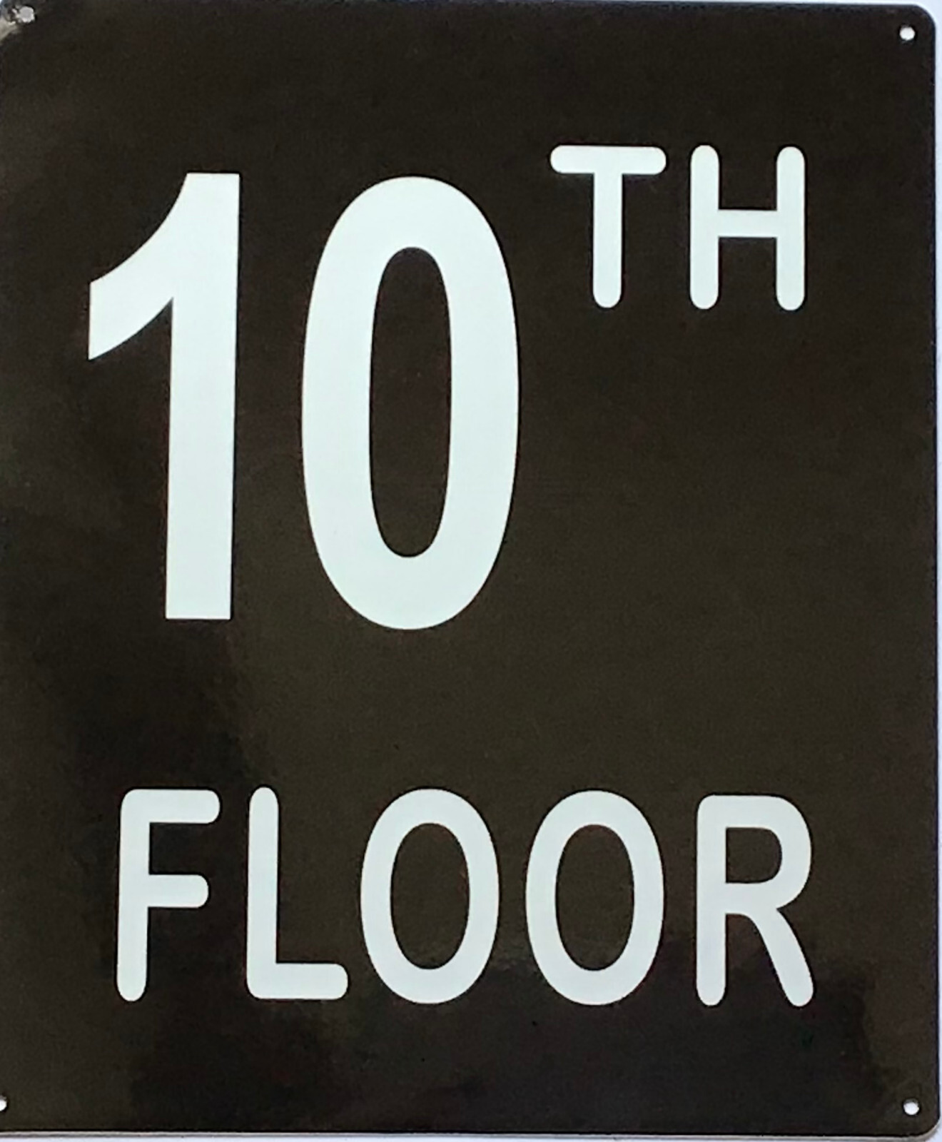 10TH FLOOR SIGN (10X12, Black Background, Aluminum)