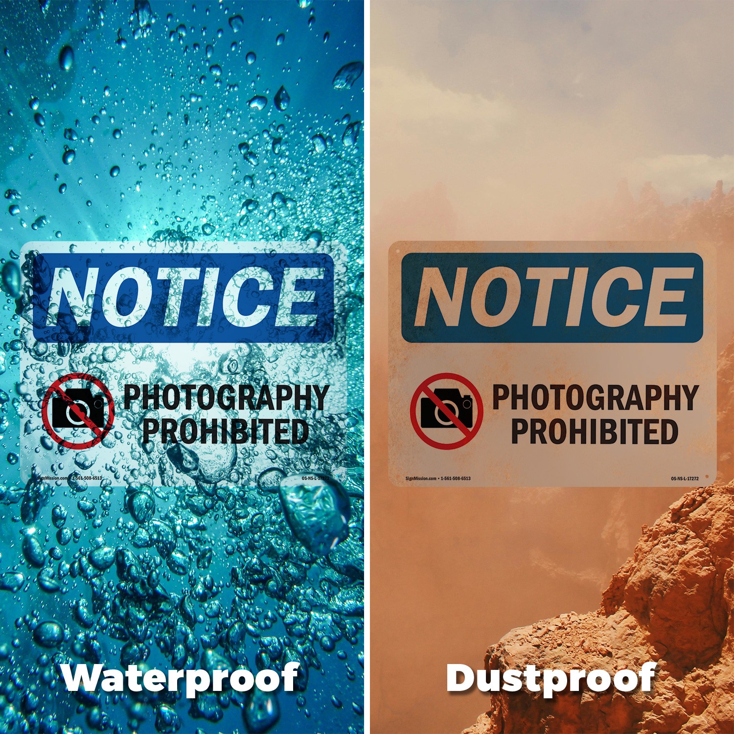 Photography Prohibited OSHA Notice Sign Metal, Plastic, Or Decal – 5 or 10 Pack