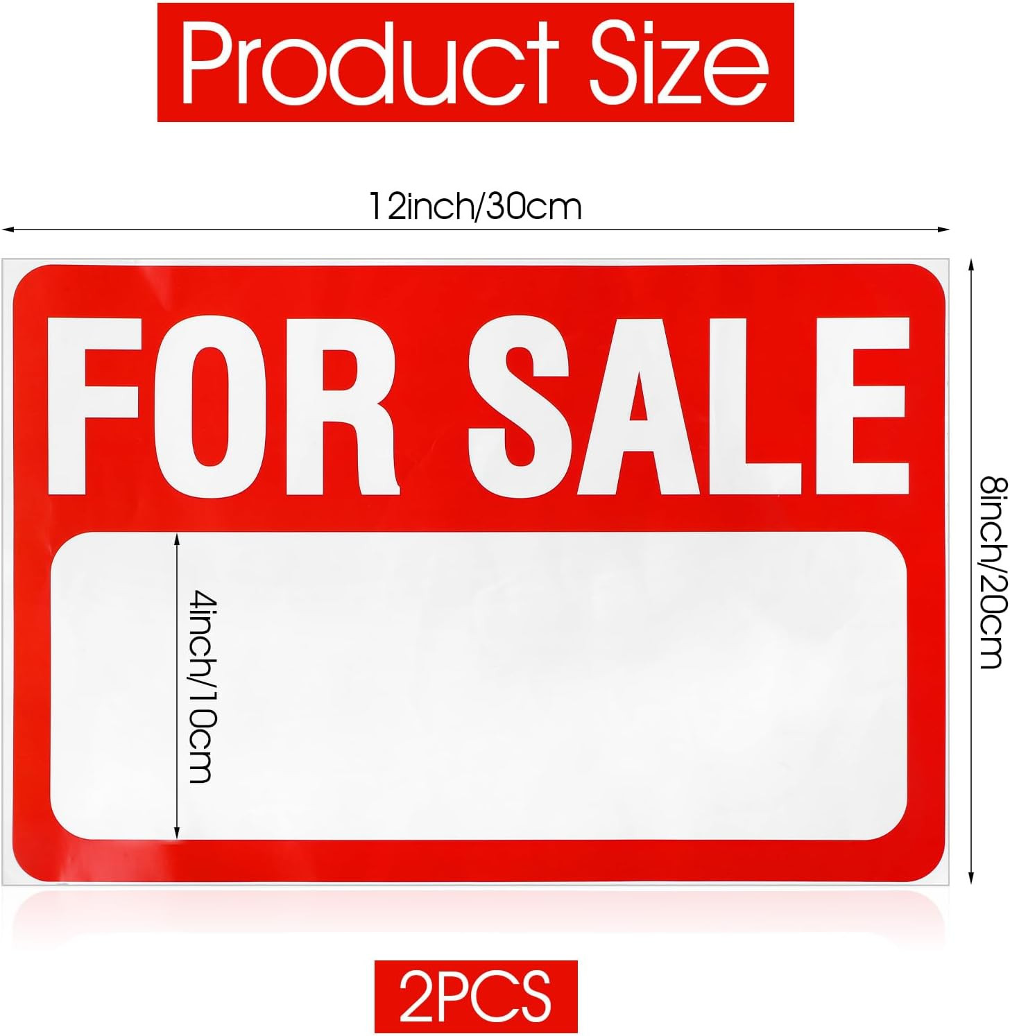 2 Pcs for Sale Sign Car Sticker, 12&Prime; X 8&Prime; Plastic Self-Adhesive Vinyl Sale Sign