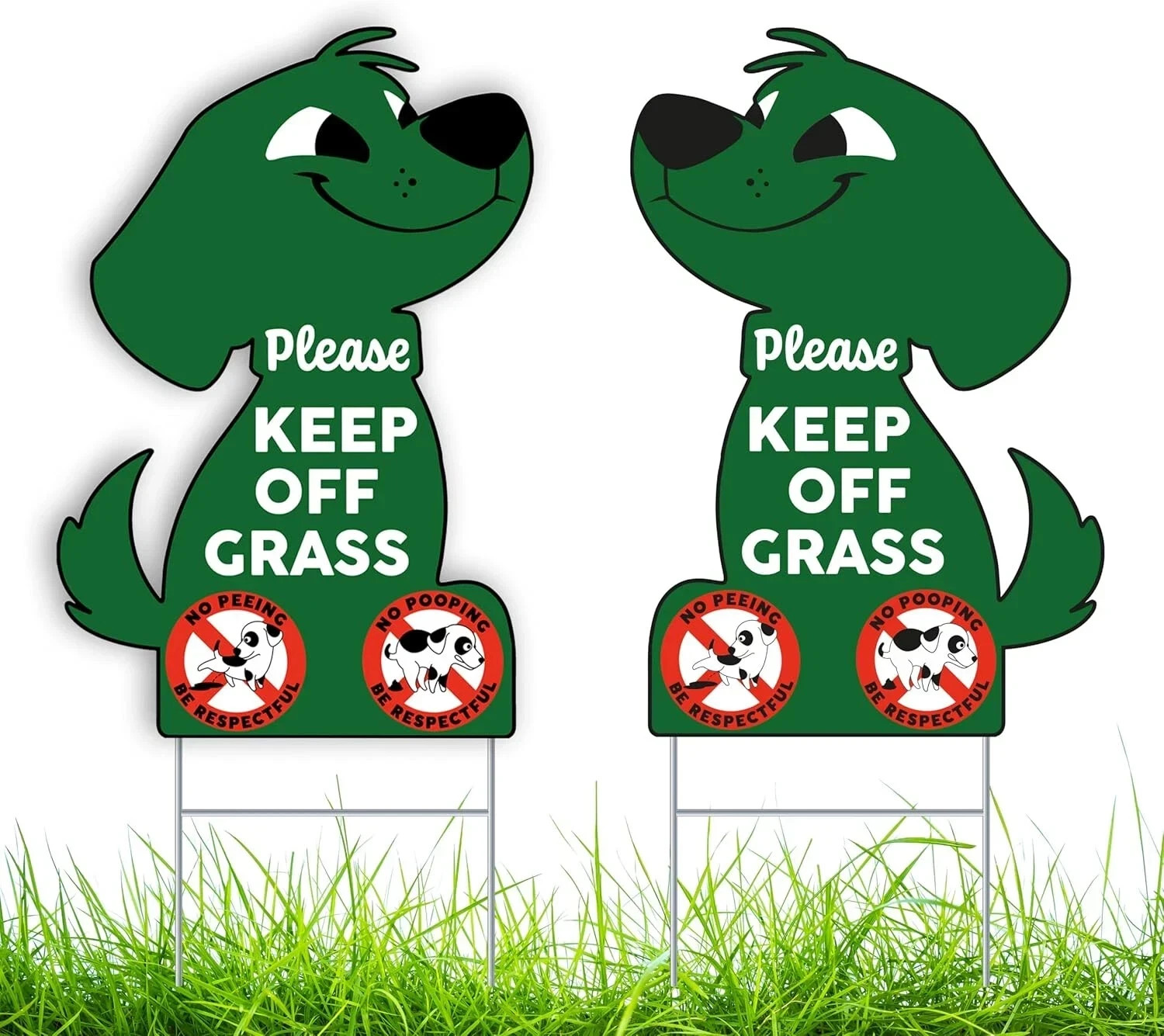 2PCS Keep off Grass Sign – 8×12&Prime; Double Sided Coroplast No Peeing Dog Sign Green
