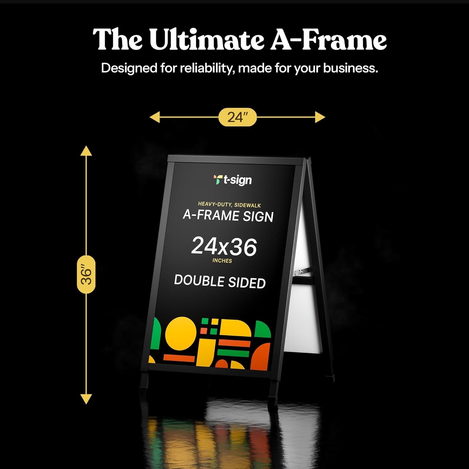 Outdoor A-Frame Sign Holder 24×36 Inch – Heavy Duty Steel, Double-Sided Display