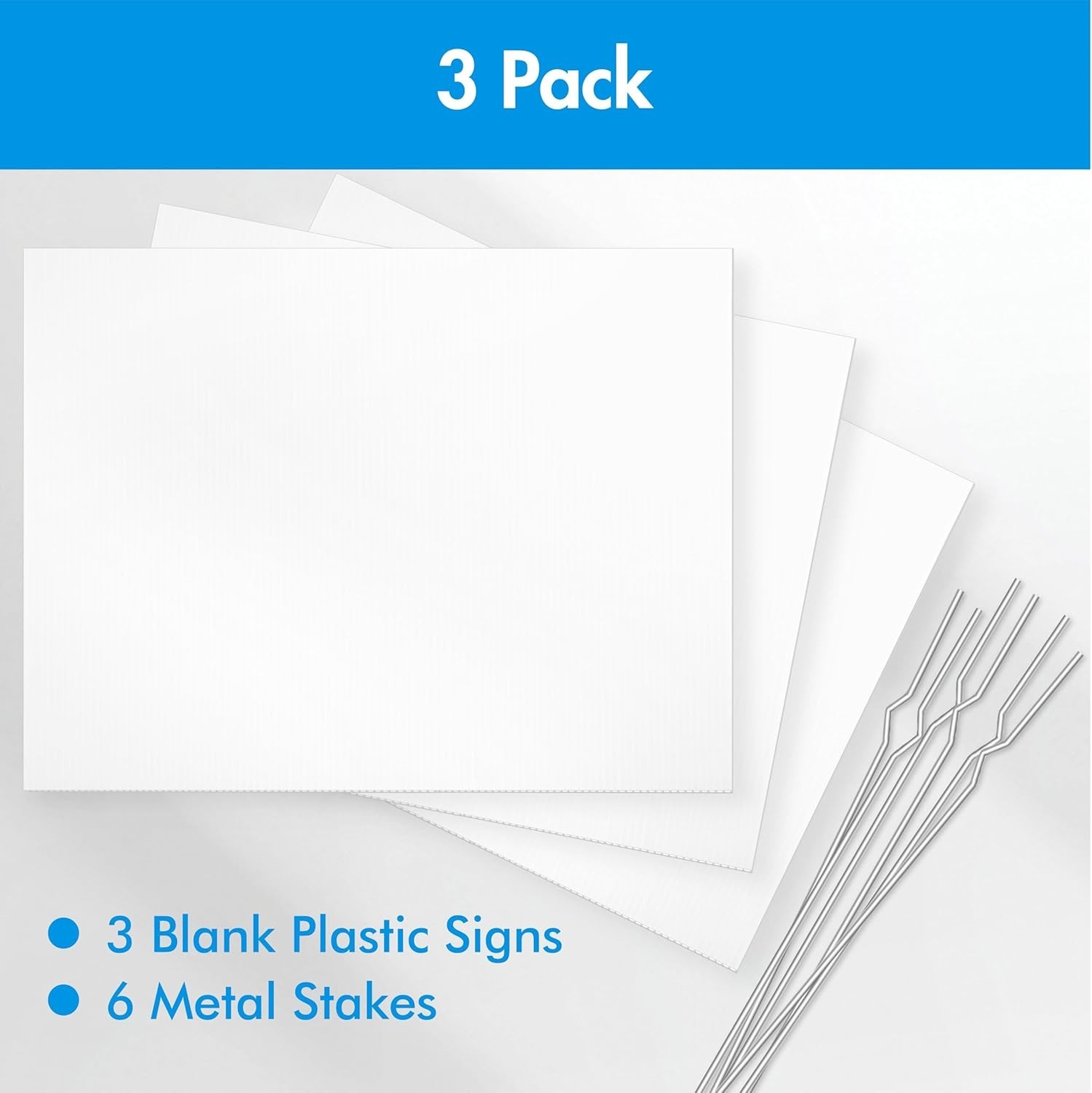 Versatile 3-Pack Blank Yard Signs with Easy Setup and Metal Stakes – Outdoor Use