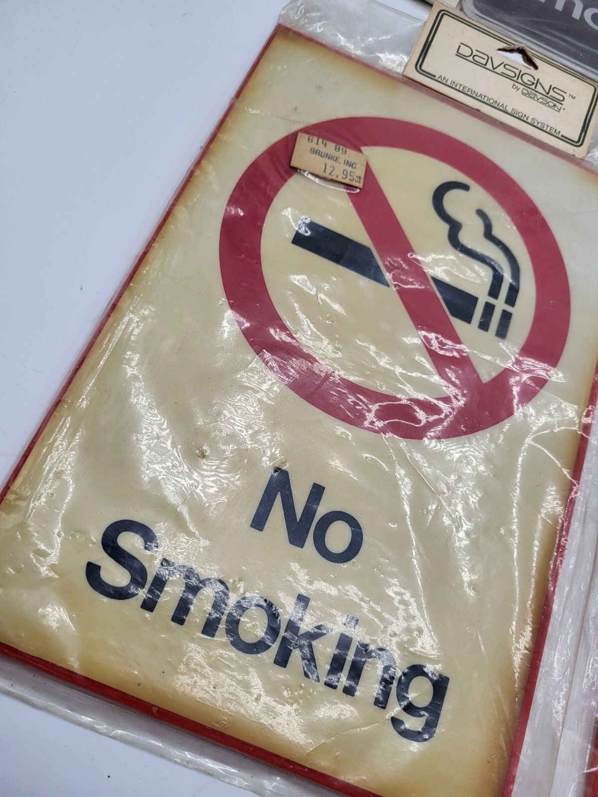 Lot of 4 Vintage No Smoking Signs Plastic NOS Davsigns Davson Retro Warning