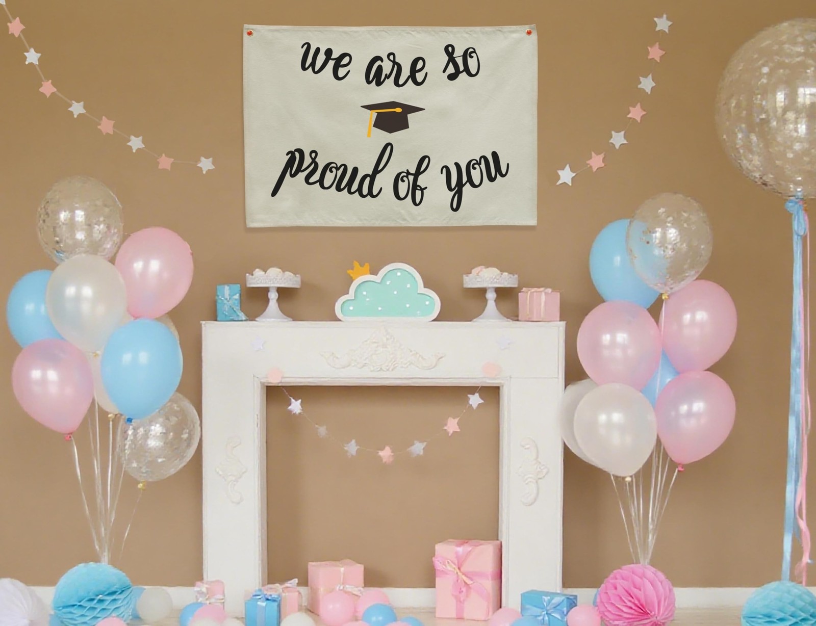 We Are So Proud of You Graduation Banner, Beige Cotton Canvas Wall Hanging Re…