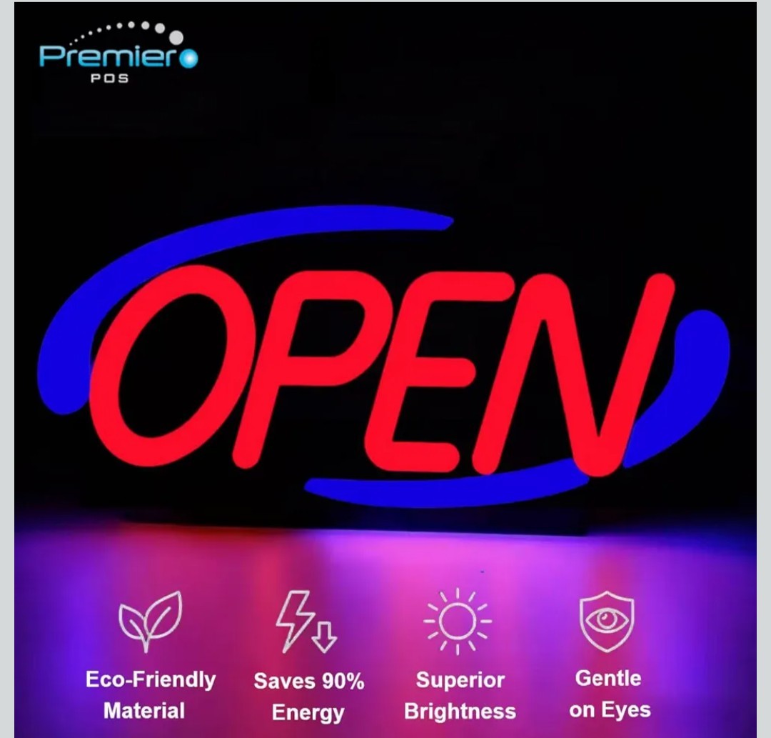 20&Prime; Super Bright Red & Blue Option Neon LED OPEN Sign for Business