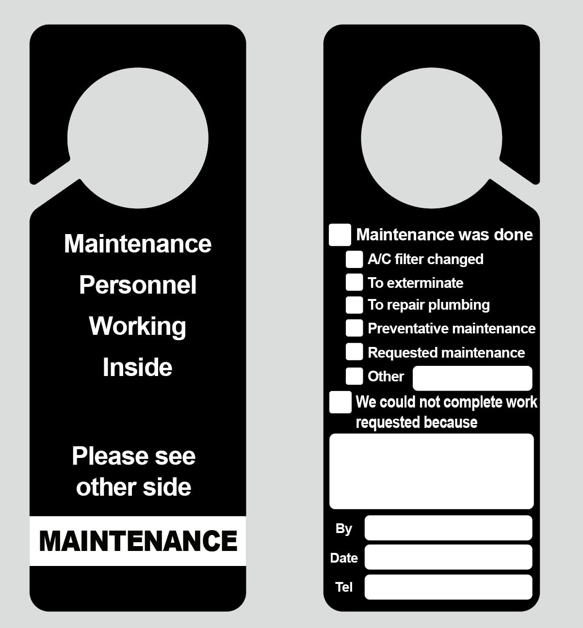 20 Pack Maintenance Door Hanger Tags Plastic Property Management 9.5×3.5 In