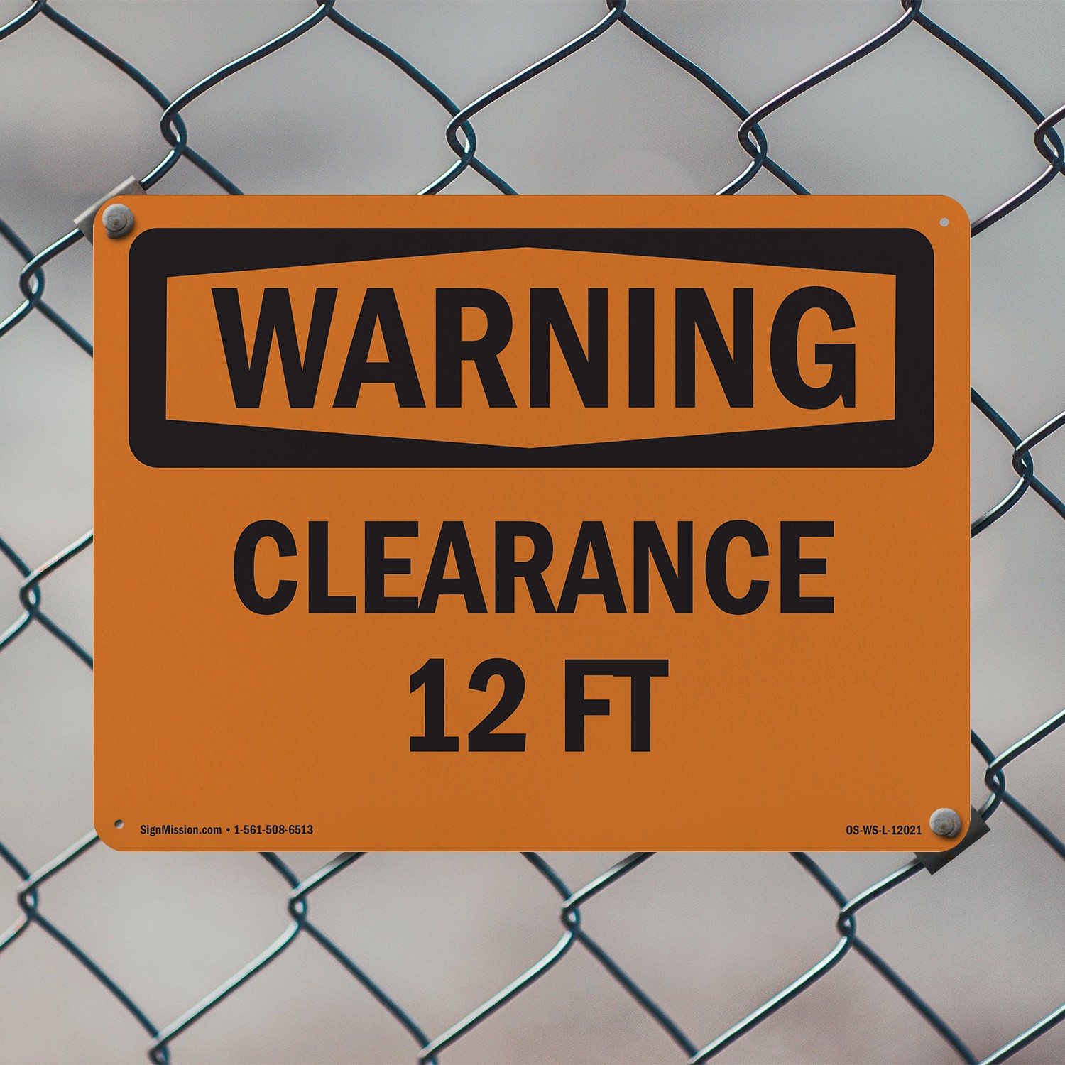 Clearance 12 Ft OSHA WARNING Sign Metal, Plastic, Or Decal – 5 or 10 Pack