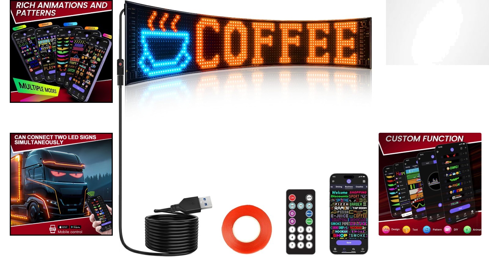 Easy Install 23 »x5 » LED Sign with Customizable App Control for Maximum Impact