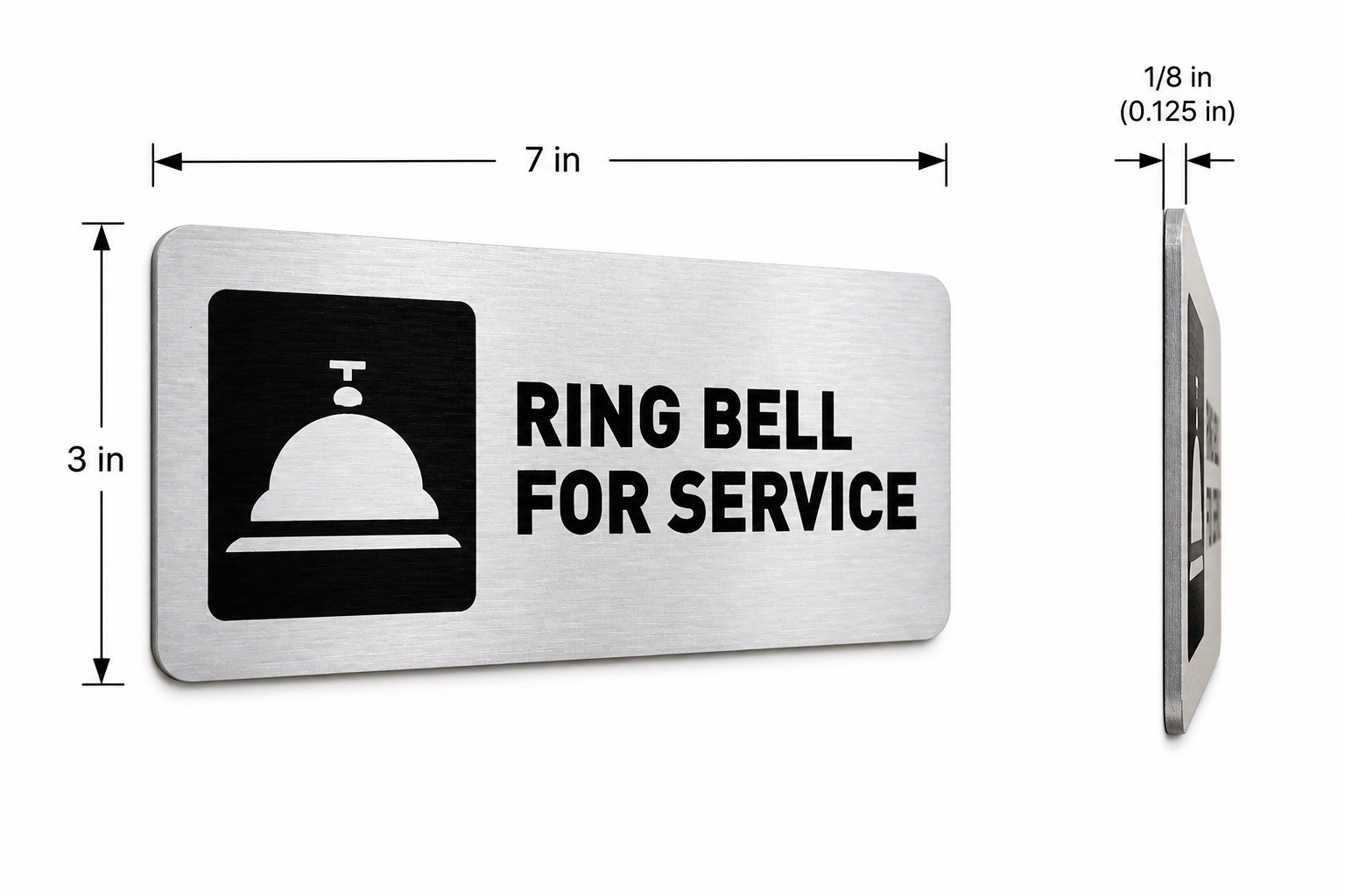 Ring Bell For Service Plaque 7×3 Metal Sign Peel & Stick Mount