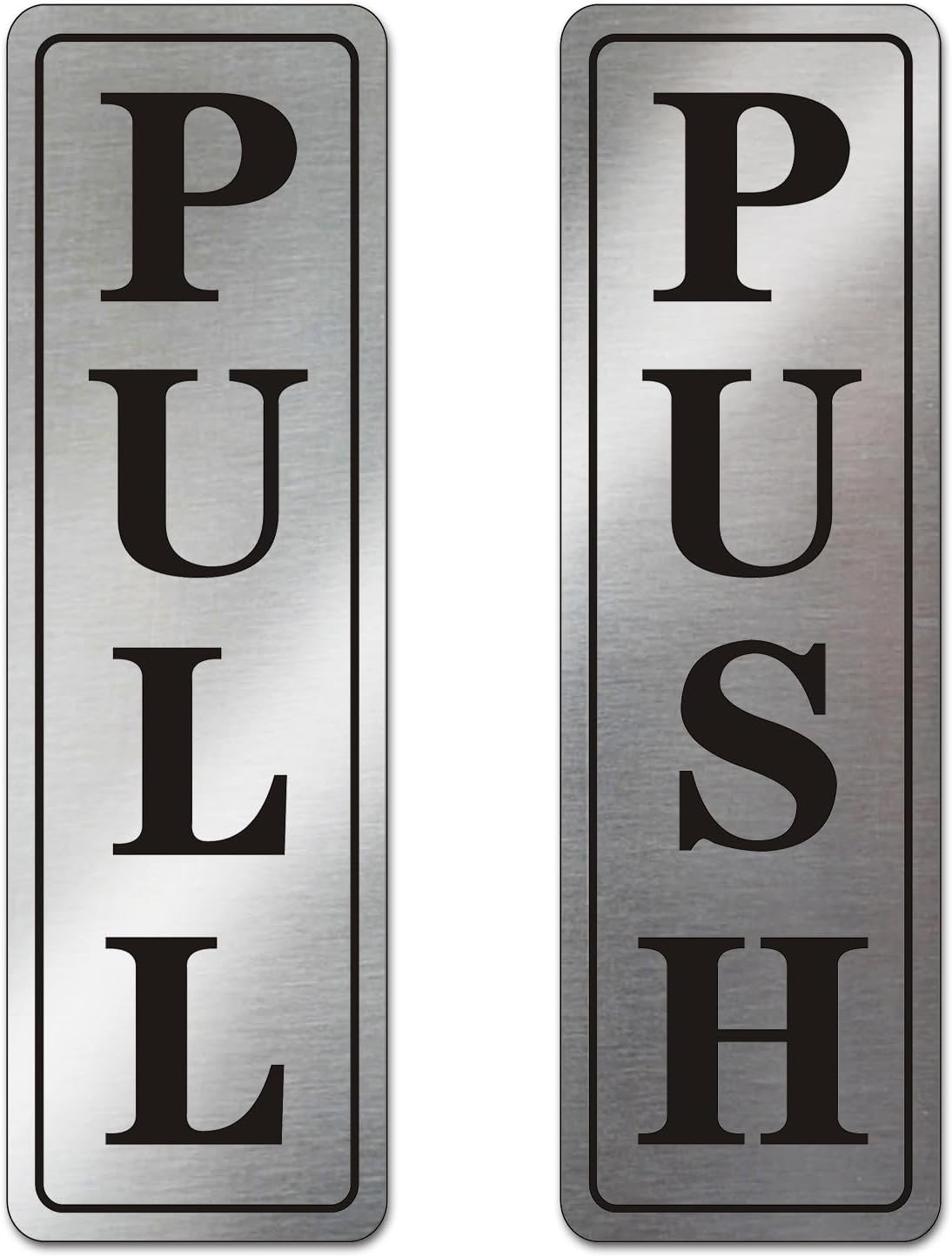 Metal Stainless Steel Push Pull Signs for Door,With Self Adhesive,5.5X1.7In