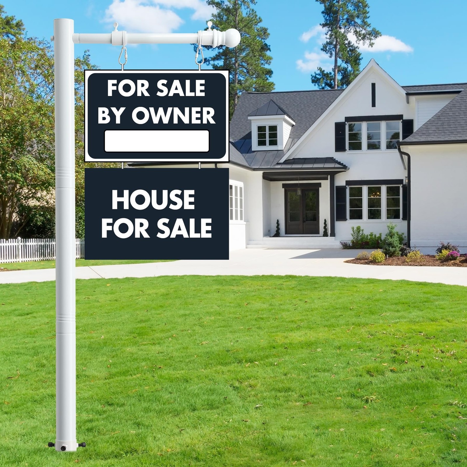 100&Prime; Heavy-Duty Alloy Real Estate Sign Post Commercial Yard Sign with 35&Prime; Arm…